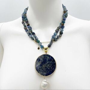 IRIS & LILLY Quarts Long Lapis Natural Stone Necklace